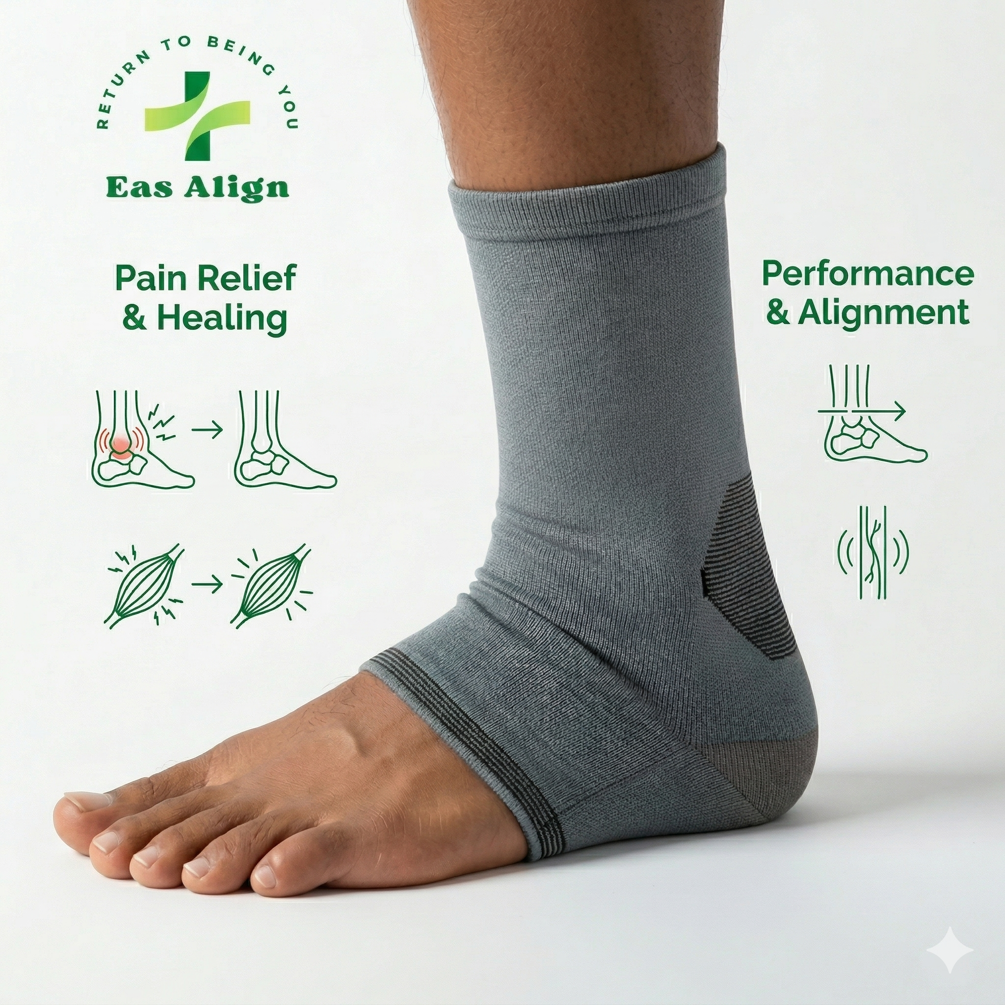 Adjustable Ankle Support Brace | Firm Compression Sleeve For Pain Relief Stability And Recovery | Ergonomic Wrap Around Design For Sports And Daily Use | Unisex Grey 1 Pair