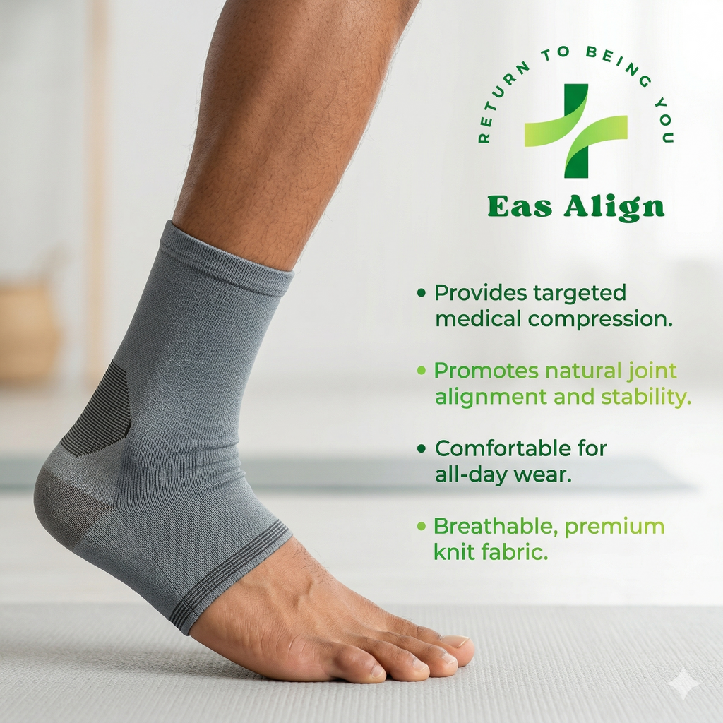 Adjustable Ankle Support Brace | Firm Compression Sleeve For Pain Relief Stability And Recovery | Ergonomic Wrap Around Design For Sports And Daily Use | Unisex Grey 1 Pair