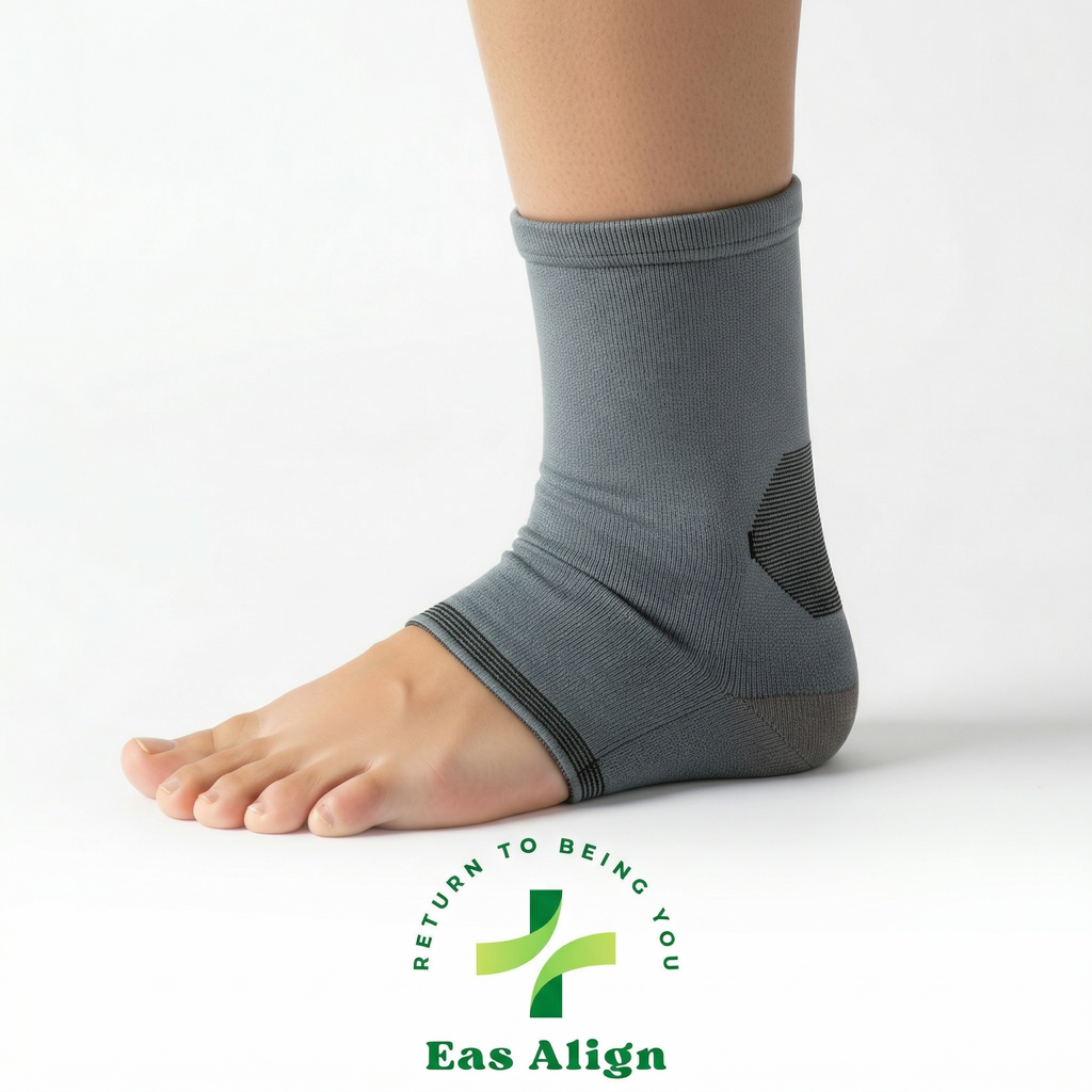 Adjustable Ankle Support Brace | Firm Compression Sleeve For Pain Relief Stability And Recovery | Ergonomic Wrap Around Design For Sports And Daily Use | Unisex Grey 1 Pair