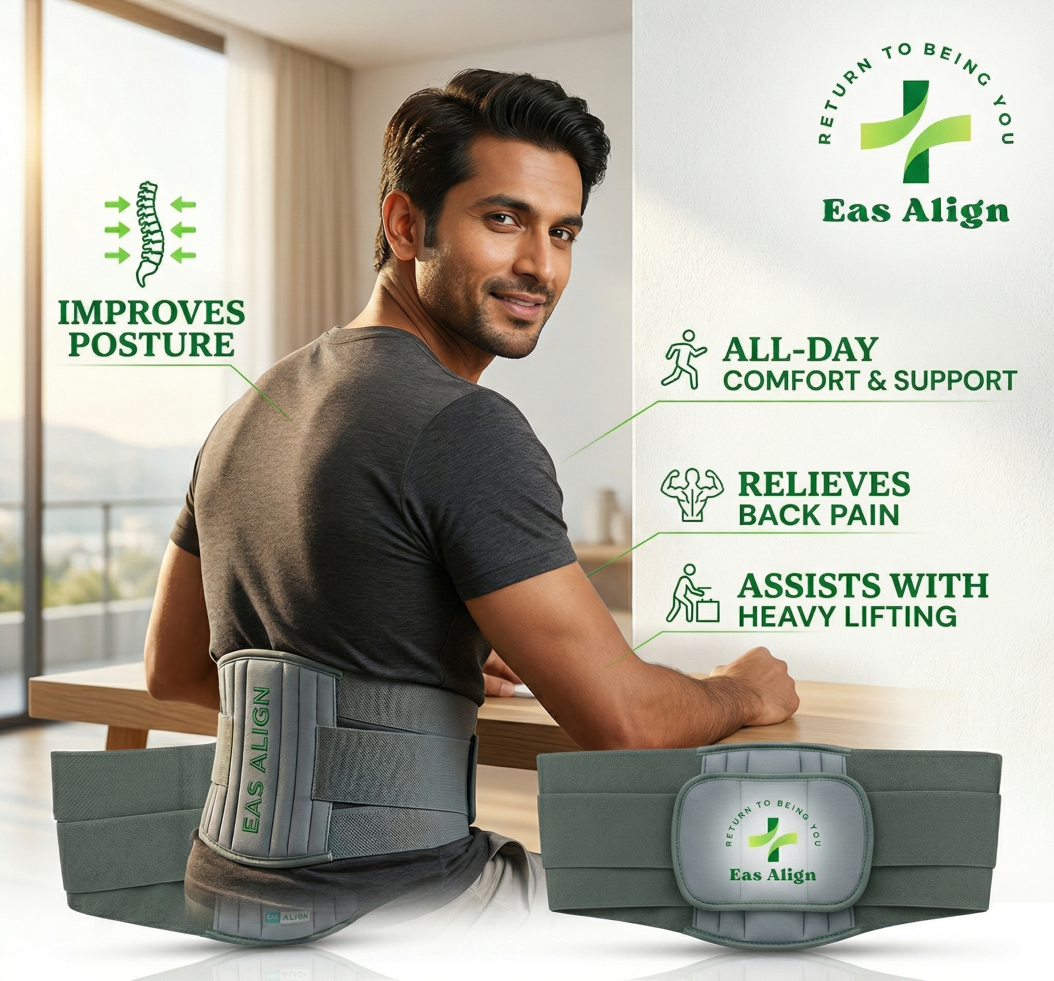 Lumbar Sacral Belt for Lower Back Support & Pain Relief | Adjustable Orthopedic Belt for Spine Stabilization | Unisex Wrap-Around Support