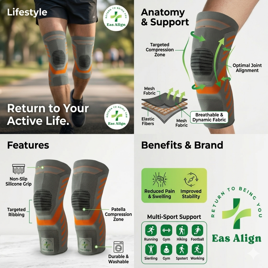 Orthopedic Knee Cap Compression Brace | Knee Protector & Guard for Men & Women | Breathable Anti‑Slip Patella Ring Joint Support | Fit for Sports, Gym, Running, Arthritis & Workouts
