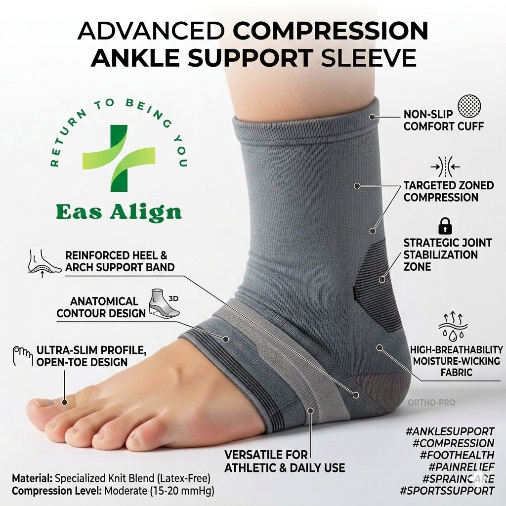 Adjustable Ankle Support Brace | Firm Compression Sleeve For Pain Relief Stability And Recovery | Ergonomic Wrap Around Design For Sports And Daily Use | Unisex Grey 1 Pair
